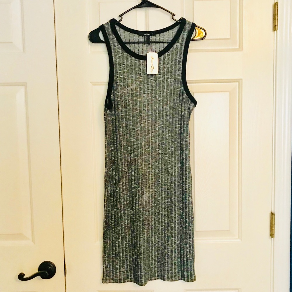 NWT Forever 21 Ribbed Grey Bodycon Midi Dress